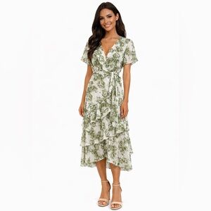 NWOT New Kate and Lily Botanical Garden Floral Ruffled Midi Dress